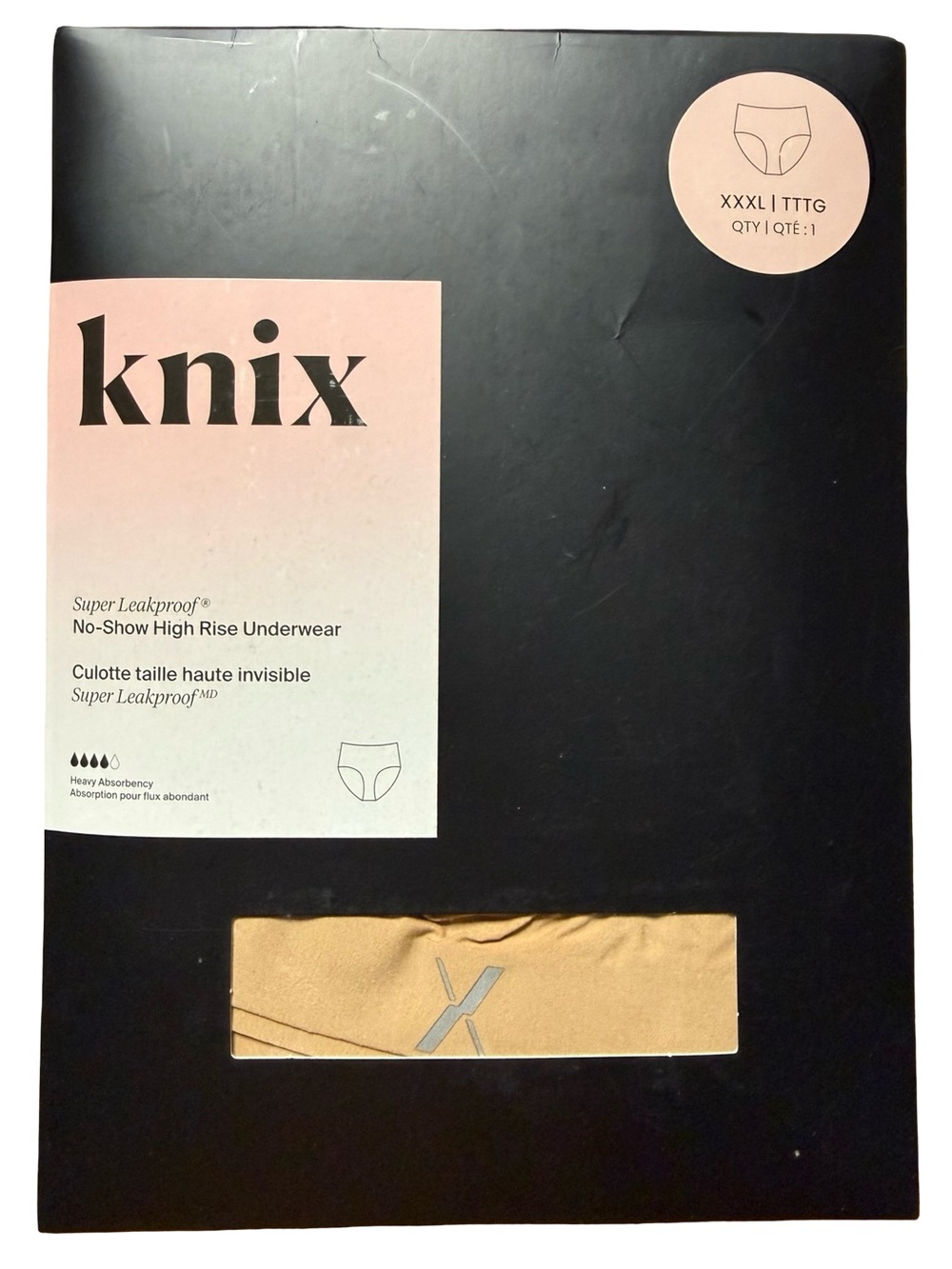 knix No-Show High Rise Underwear - nude sz XXXL Period Panties nwt new